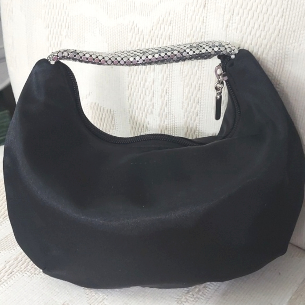 New York & Co Black Small Hobo Evening Classy Silver Mesh handle bag